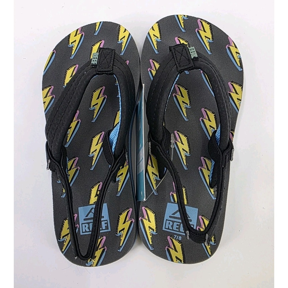 REEF SANDALS TODDLER SIZE 7/8 LITTLE AHI LIGHTNING BOLT SLINGBACK NEW WITH TAGS